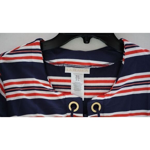 La Blanca LB3ZC55 Women Sz S Blue Sailor Stripe Lace-Up Swim Cover-Up Tunic $103 - Picture 13 of 16